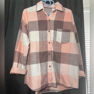 Miss Sparkling Pink/Cream Flannel Heavy Weight Button Up XL